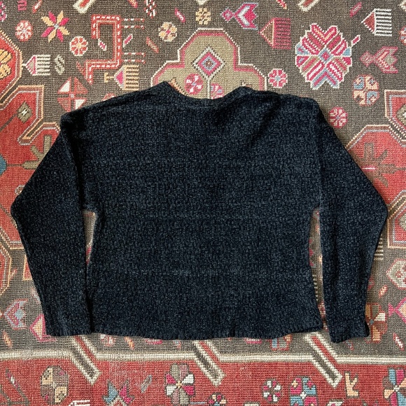 Eileen Fisher Chenille Knit Single Button Cardigan Sweater in Black Size Small - Picture 3 of 4
